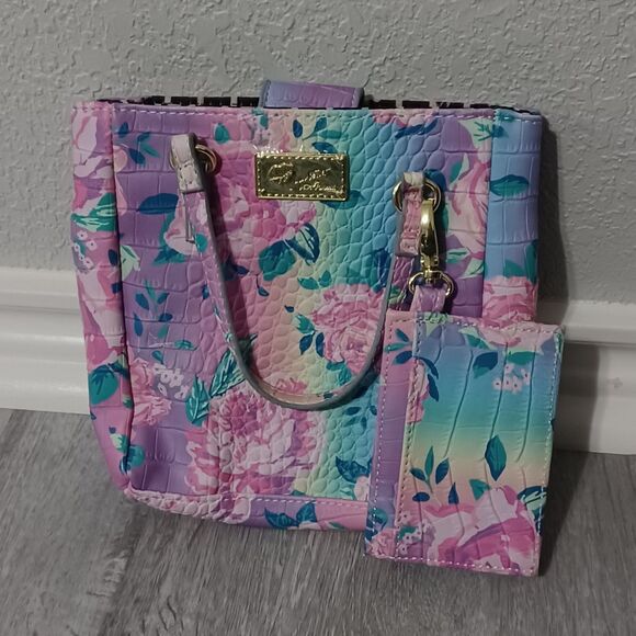 LUV BETSEY BY BETSEY JOHNSON Floral Croc Crossbody w/ Card Holder - Picture 1 of 5